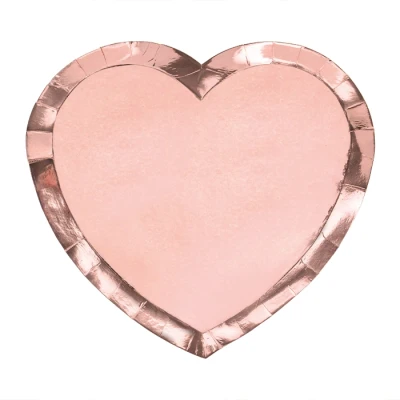 Afbeelding van Partydeco Borden Rose Gold hartvorm 21 cm (6 stuks)