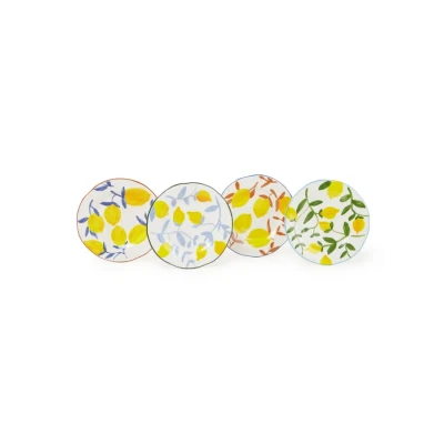 Afbeelding van &amp;Klevering Lemon Twig dinerbord 22 cm set van 4 Geel