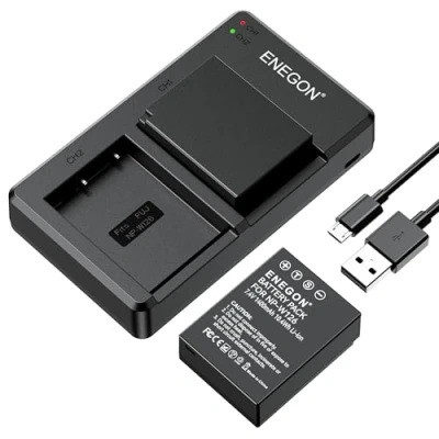 Afbeelding van NP W126 vervangende batterij (2 pack) en slimme dubbele oplader voor Fujifilm W126S and Fuji FinePix HS30EXR HS35EXR HS50EXR X A1 E1 E2 E3 M1 Pro1 T1 T3 T30 meer camera’s