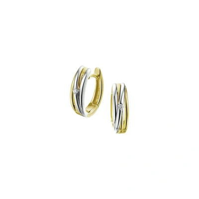 Afbeelding van Bicolor Gouden Klapoorringen diamant 0.04ct (2x0.02ct) H SI 4207680