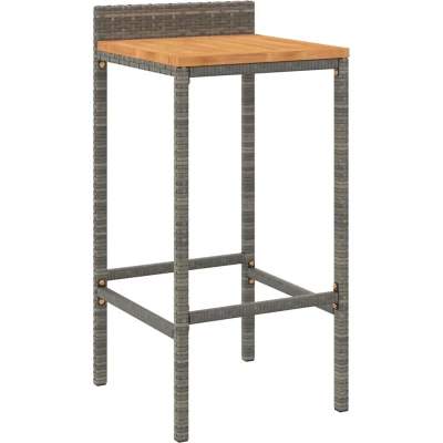 Afbeelding van 5 Delige Tuinbarset Poly Rattan En Massief Acaciahout Zwart 3 / Grijs