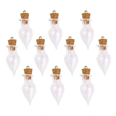 Afbeelding van ZHOUBA 10 stuks traan druppel glazen flessen met kurk top DIY hangers wensflessen potten