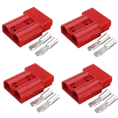 Afbeelding van WANGCL 4 stuks accuaansluiting 50 A 600 V trekhaak voor kabellier, Quick Connect accuconnector, snelaansluiting, stekker met stofbeschermkappen auto, camper, caravan