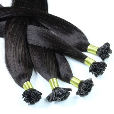 Afbeelding van hair2heart Haarextensies van echt haar, bondings, glad, 25 strengen, 0,5 g, 60 cm, 4/0 middenbruin