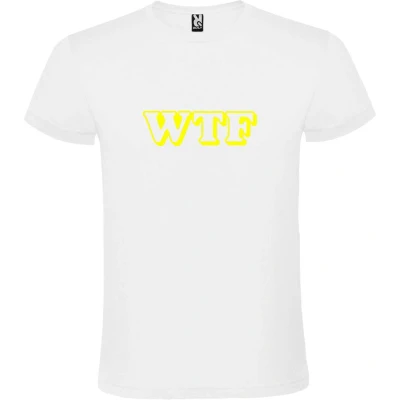 Afbeelding van Wit T shirt ‘WTF’ Geel maat 4XL