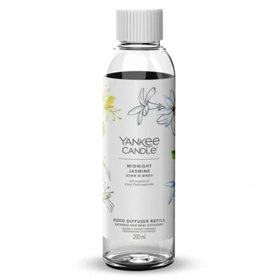 Afbeelding van Navulverpakking Yankee Candle Signature strengen diffuser, middernachtjasmijn, 200 ml, tot 12 weken geur, perfect cadeau voor vrouwen