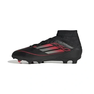 Afbeelding van adidas Performance F50 League MID Unisex Voetbalschoenen met kunststof noppen voor kinderen, Maat: 28, Core black/iron met/lucid red