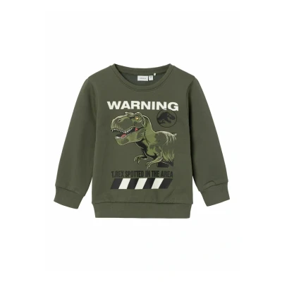 Afbeelding van NAME IT MINI sweater NMMNAT met printopdruk donkergroen
