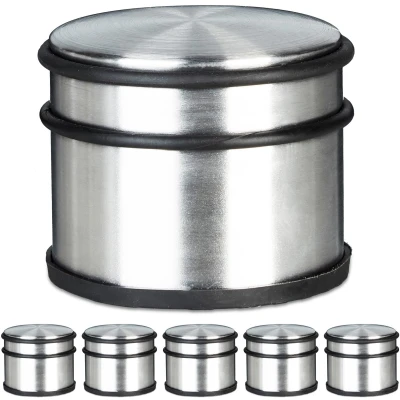 Afbeelding van Relaxdays 6x deurstopper 1 kg XL deurvastzetter deurbuffer deurstop verchroomd