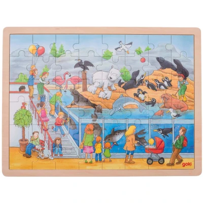 Afbeelding van Goki houten legpuzzel dierentuin 48 delig