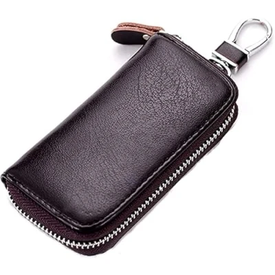 Afbeelding van iSuperb Lederen Sleutelhoes Kaarthouder Portemonnee Zakje Beveiliging met Haakclip Valentijnsdag Cadeau voor Vrouw/Vriendin 11x6x2.5cm