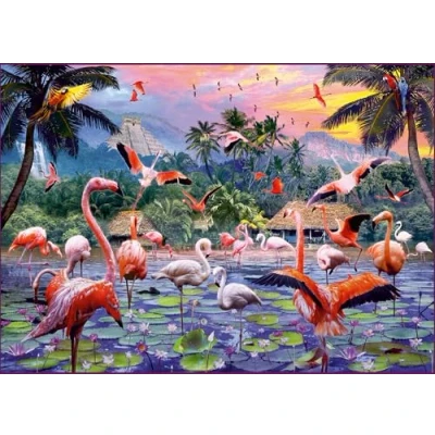 Afbeelding van Ravensburger Legpuzzel Roze Flamingo&quot;;s, 1000st.