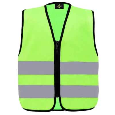 Afbeelding van Korntex Kids ́ Hi Vis Safety Vest With Front Zipper Aalborg KX201 Lime Green