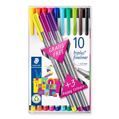 Afbeelding van STAEDTLER triplus fineliner etui 10 + 3 happy colours gratis