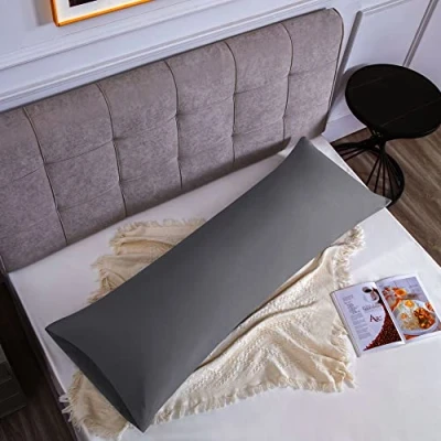 Afbeelding van Kussenslopen voor Tweepersoonsbed van Katoen 45x150 cm 1 Stuks, Set 2 Gecertificeerd Door Oeko TEX In Premium 110GSM, Zacht en Ademend, Hypoallergeen Donkergrijs