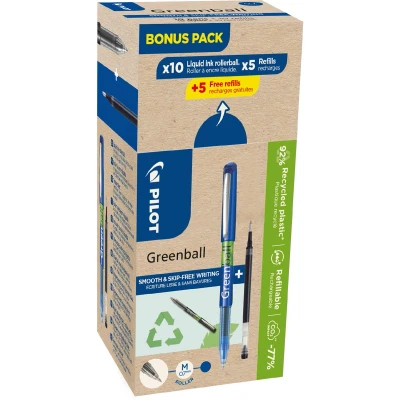 Afbeelding van Pilot Greenball, 10 rollers + vullingen, medium, blauw