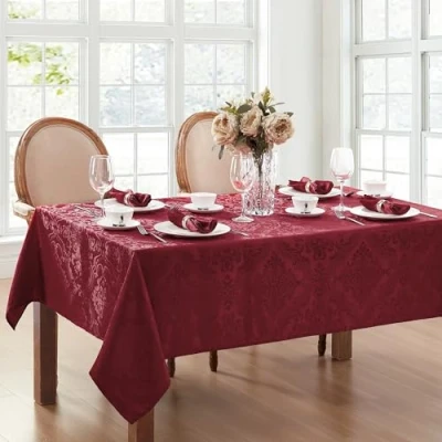 Afbeelding van Elrene Damasttafelkleed, polyester, Cranberry, 60 x 120 inch