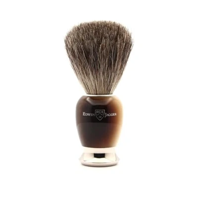 Afbeelding van Edwin Jagger 81SB582AMZ Klassieke Pure Badger Exfoliërende Scheerkwast met Voet voor Scheercrème of Scheerzeep Mannen en Vrouwen