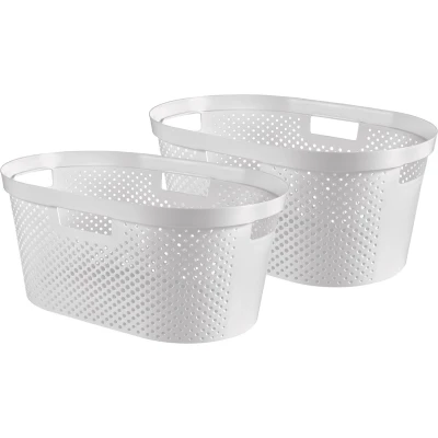 Afbeelding van Curver Infinity Recycled Dots Wasmand 40L 2 stuks Wit