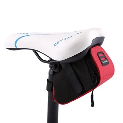 Afbeelding van Fietszadeltas, zadeltas voor fiets, MTB, wielrennen, reizen, eenvoudig te installeren, 15 x 7 cm (rood)