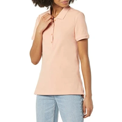 Afbeelding van Amazon Essentials Dames poloshirt met korte mouwen (verkrijgbaar in grote maten), koraalroze, S