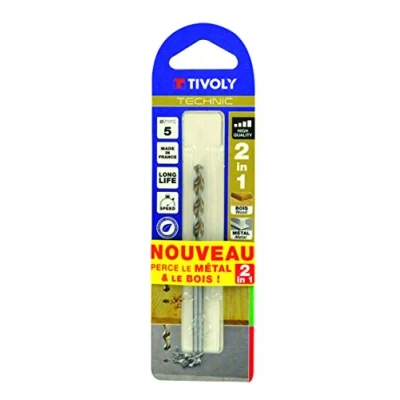 Afbeelding van tivoly 10804420800 Blister van 1 spiraalboor Bois Métal 2 in Technic gegradueerd, goud, Ø 8 mm