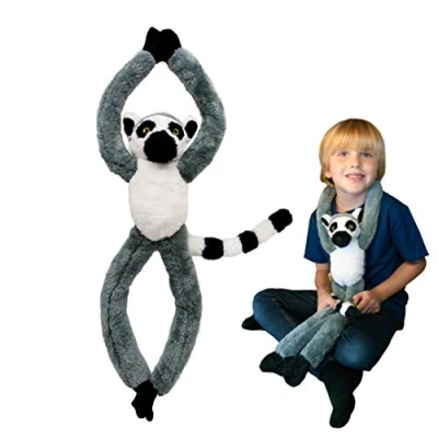 Afbeelding van EcoBuddiez Tree Huggers Ringstaartmaki van Deluxebase. Hangende knuffel 72 cm gemaakt gerecyclede plastic flessen. Milieuvriendelijke zachte en aaibare perfect knuffelcadeau voor kinderen.
