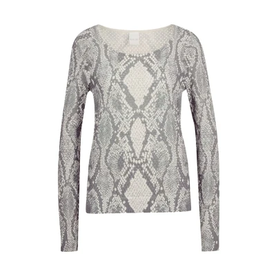 Afbeelding van Madeleine Unikatprint Longsleeve Wool white silver gray multicolor, Dames, Maat: 34, multicolor