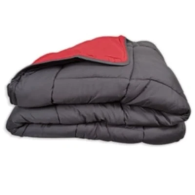 Afbeelding van POYET MOTTE Dekbed, tweekleurig, polyester, grijs/rood, 160 x 220 cm, CALGARY