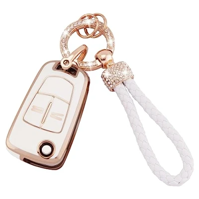 Afbeelding van Koaudb TPU Autosleutel Cover Cases Sleutelhanger Compatibel met 2 Knop Vauxhall Opel Corsa Astra Vectra Zafira Signum Meriva Tigra Insignia Combo Flip Folding Key Shell Case Fob (Opl 2F)
