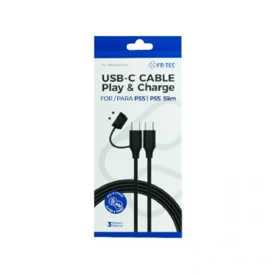 Afbeelding van FRTEC USB C naar kabel met A adapter, oplaad en data type voor PS5, PS5 Slim, 3 m, compatibel smartphones