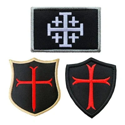 Afbeelding van 3 stuks Ridder Templer Kruis Shield Militair Moral geborduurde patches met sluiting voor kleding, tassen, rugzak, uniform, vest, hondenharnas, militair, tactisch, outdoor, jersey, reizen