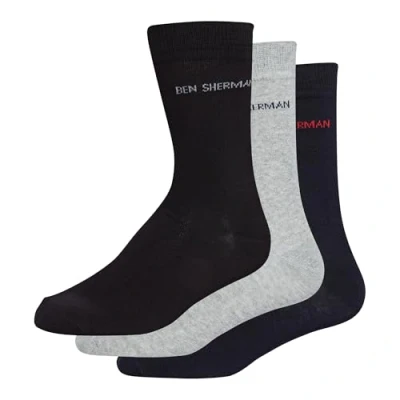 Afbeelding van Ben Sherman Hedgehunter sokken voor heren (verpakking van 3), Veelkleurig (Navy/Grijs/Zwart 3pkb), One Size