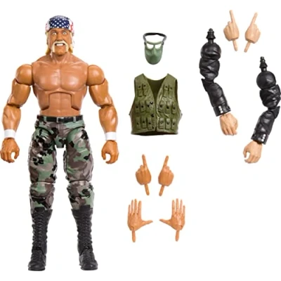 Afbeelding van WWE Elite actiefiguur SummerSlam Hulk Hogan met accessoire en Mr. Perfect Build A Figuur Onderdelen