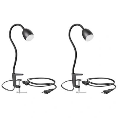 Afbeelding van ledscom.de 2 stuks GU10 klemlicht KLUK met zwanenhals, zwart incl. GU10, wit, 6,74W 630lm
