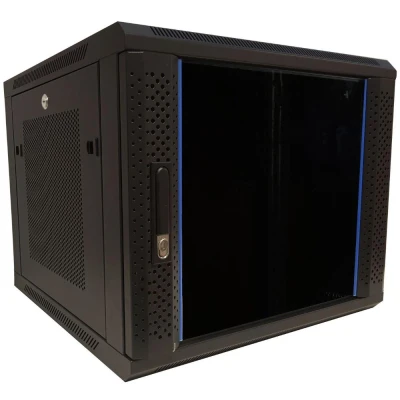 Afbeelding van DSIT 9U wandkast / serverbehuizing met glazen deur geperforeerde zijpanelen 600x600x500mm (BxDxH) 19 inch