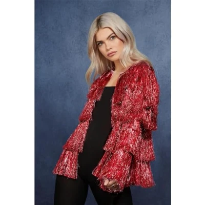 Afbeelding van Smiffy&#039;s Jaren 80 &amp; 90 Kostuum Rode Loper Festival Flapper Jas Vrouw Rood XL Carnavalskleding Verkleedkleding