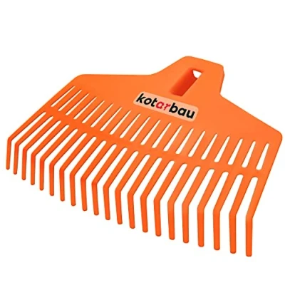 Afbeelding van KOTARBAU® Robuuste hark, 380 mm, bladhark, bladveger, tuingereedschap, oranje, bladbreker van kunststof, zonder steel