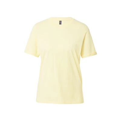 Afbeelding van PIECES T Shirt dames Pcria Ss Fold Up Solid Tee Noos Bc , geel (pale banana) L