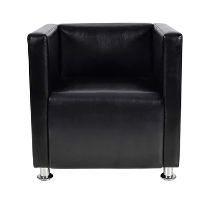 Afbeelding van Fauteuil kubus kunstleer zwart