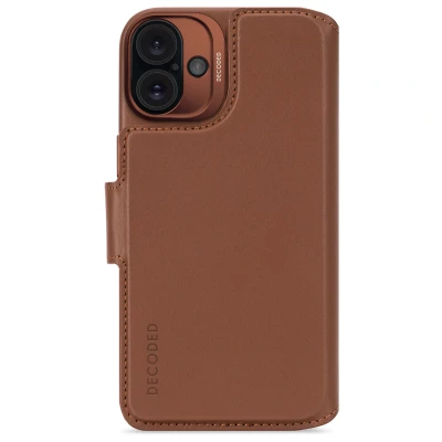 Afbeelding van Apple iPhone 16 Plus MagSafe Hoesje Echt leder Decoded Bookcase/2 in 1 Case Bruin Telefoonhoesje