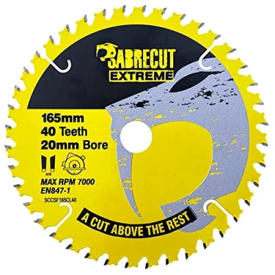 Afbeelding van SabreCut SCCSF165CL40 Accu cirkelzaagblad met 40 tanden 165 mm 20 boring voor Dewalt Bosch Makita en vele anderen