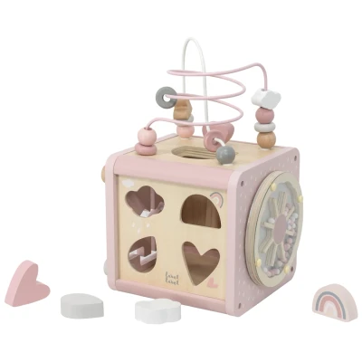Afbeelding van Label Roze Houten Activiteitenkubus LLWT 34314