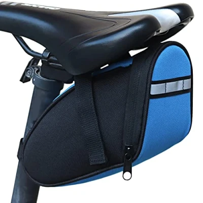Afbeelding van Gsrhzd Zadeltas, Fietszadeltas, Zadeltassen Voor Fiets, Fietszadeltas met Reflecterende Strepen, Strap On Fietstassen Zadel, Quick Release, Blauw