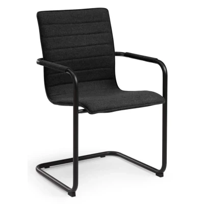 Afbeelding van Stijlvolle Design vergaderstoel voorzien van wolvilt stoffering Zwart frame Antraciet stof
