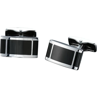 Afbeelding van Manchetknopen Heren Zwart / Zilver Kleurig Vierkant Cufflinks Cadeau voor Man Mannen Cadeautjes