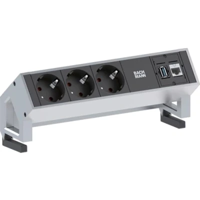Afbeelding van Bachmann 902.501 Stekkerdoos 3 voudig Zwart, Zilver Randaarde stekker 1 stuk(s)