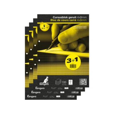 Afbeelding van Kangaro cursusblok A4 ruit 4x8mm 90 grams 2 gaats K 5402 4