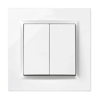 Afbeelding van Simon Dubbele schakelaar, serie 10, 230 V, binnenwandschakelaar, eenvoudig te installeren, incl. frame, deksel en mechanisme, wit