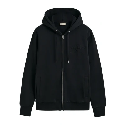 Afbeelding van GANT Tonal Archive Shield Sweater met rits, Heren, Maat: Medium, Black